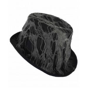 chapeau haut de forme noir avec fausse toile d araignee