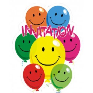 pack de 6 cartes d invitation a motif ballons smile
