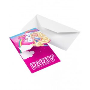 pack de 8 cartons d invitations barbie dreamtopia (1)